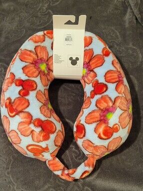 Disney Vera Bradley Plush Floral Travel Neck Pillow in Orange and Light Blue